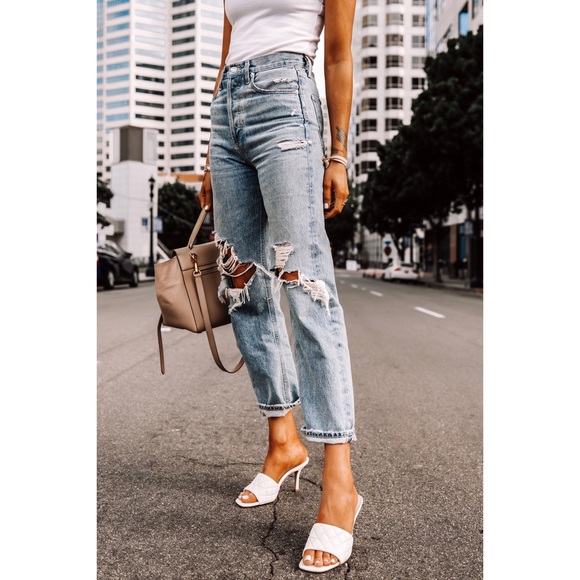 Agolde Denim - Agolde Light Blue Distressed Jeans